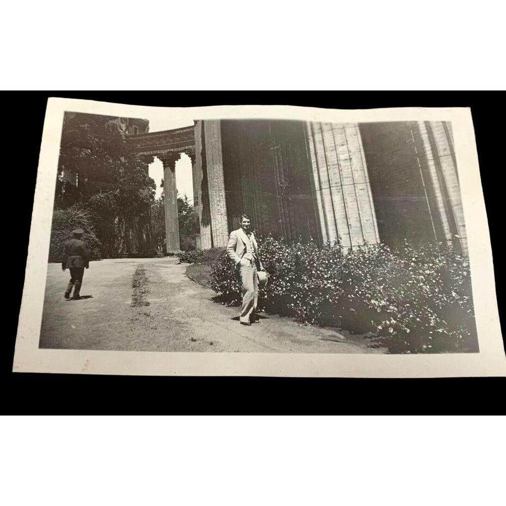 Vintage Found Photo Sharp Dressed Young Man at Unversity Garden 1930s Snapshot